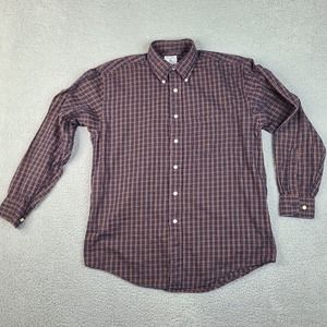 Brooks Brothers Sport Shirt‎ Men's Medium Blue Burgundy Button Down Long Sleeve
